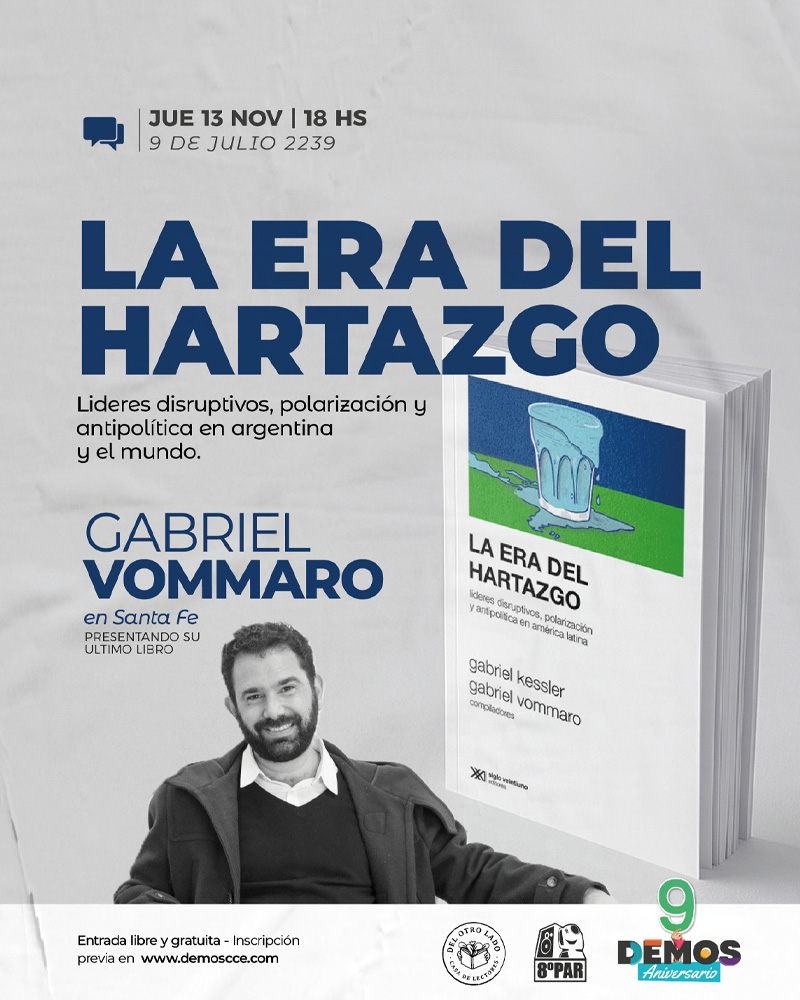 Gabriel Vommaro presenta su último libro en DEMOS