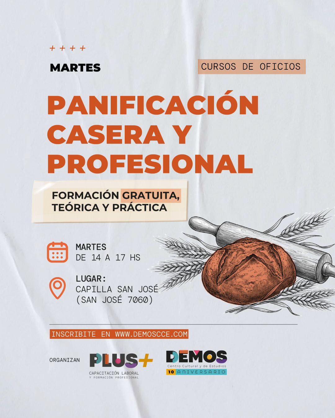 Cursos de Oficios: Panificación Casera y Profesional